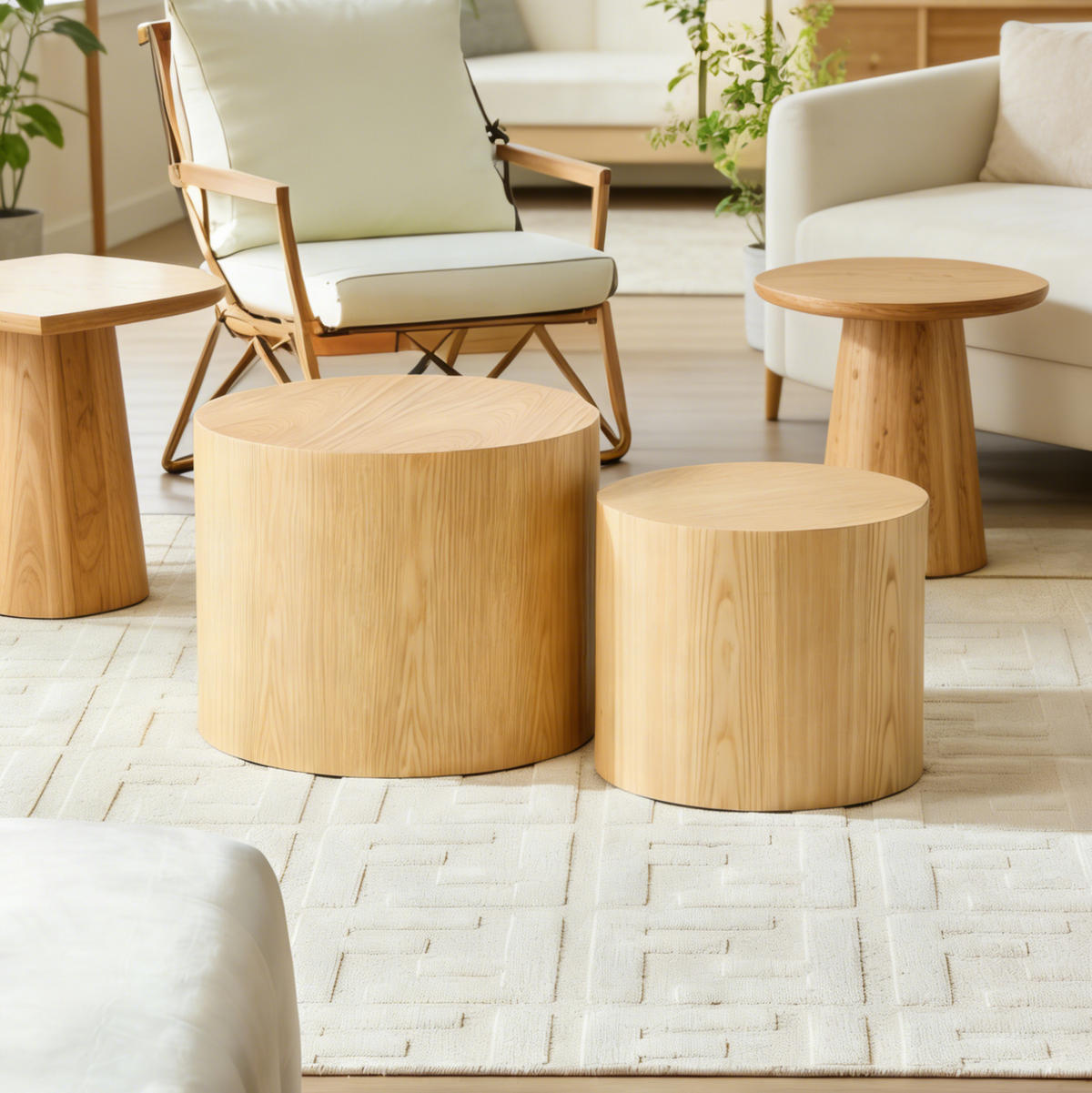 COUCHTISCH aus MDF in Natur mit Nesting-Design im 2er-Set - Naturfarben, Holzwerkstoff (48/48/38cm) - Modfu