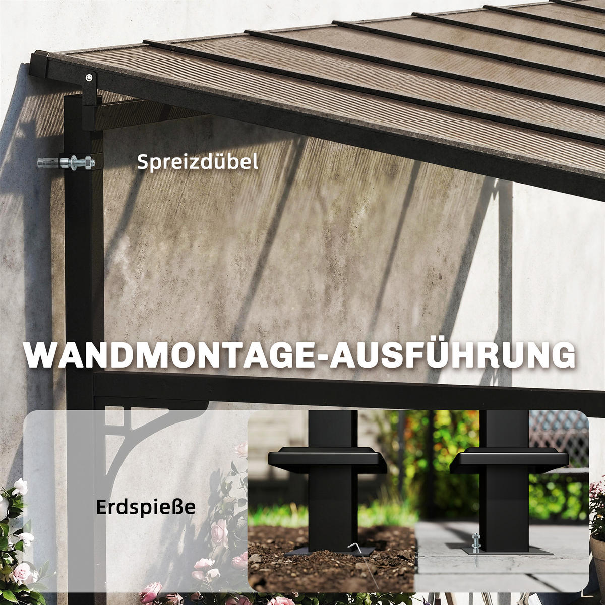 ANBAUPAVILLON Metall Polycarbonat Braun - Braun, Metall (300/260/400cm) - Outsunny