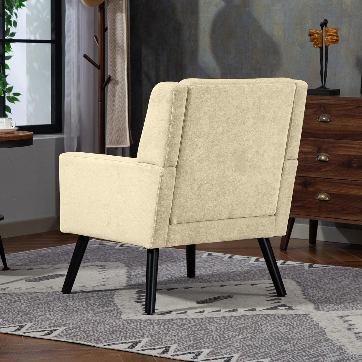 POLSTERSTUHL Leinen mit Tufting, Massivholzbeinen 68/76/88 cm Beige 130 kg - Beige, Textil (76/88/68cm) - Redom