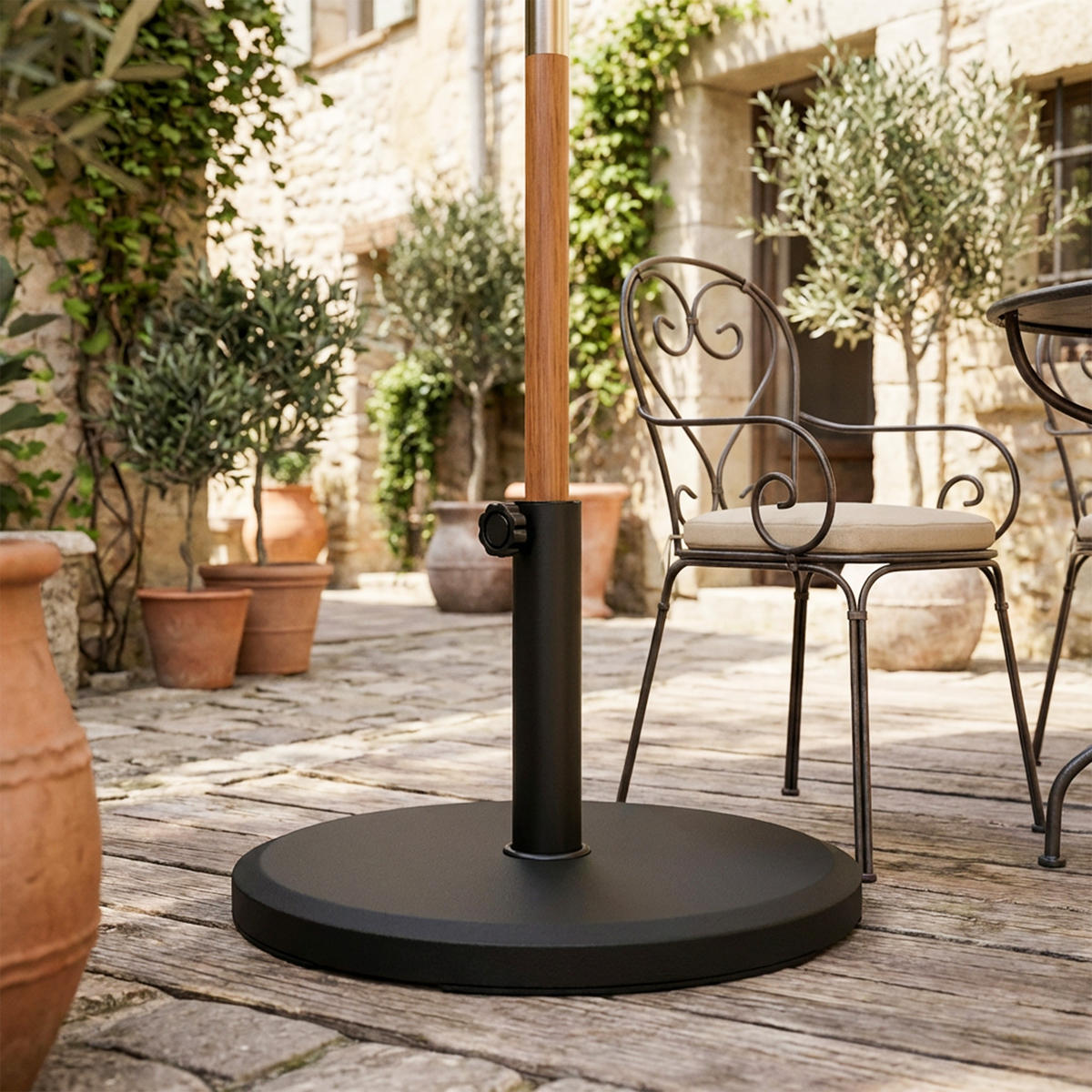 SONNENSCHIRMSTÄNDER HDPE Zement Schwarz - Schwarz, Kunststoff (48.5/48.5cm) - Outsunny