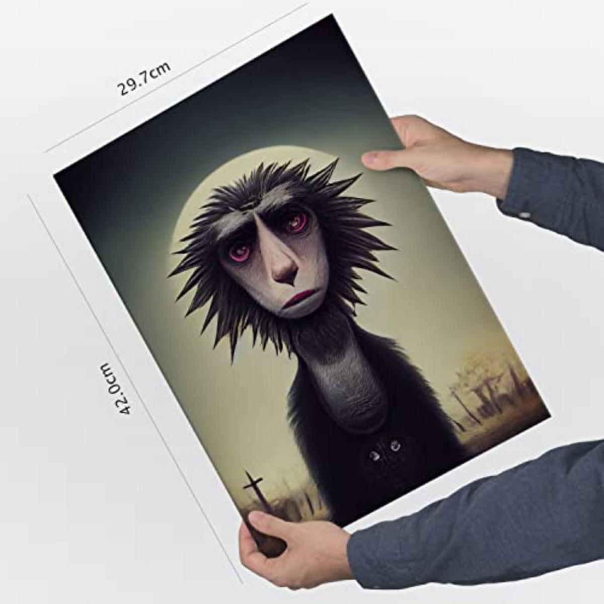 POSTER Set mit 4 Savanne Tier im T Burton Goth Stil A3 Rahmenlos - Klar, Papier (29.7/3cm) - Nacnic