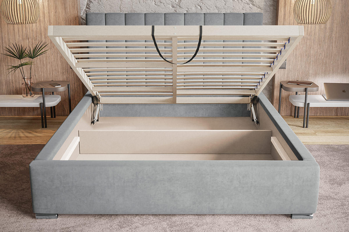 POLSTERBETT 160x200 mit Bettkasten Noris, Samtstoff, Grün - Grün, Holz/Textil (160/200cm) - Emporius