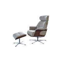 RELAXSESSEL TOSAR Grau Leder Relaxfunktion - Silberfarben/Hellgrau, Leder/Metall (83/110/89cm) - KAWOLA
