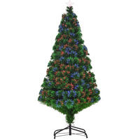 WEIHNACHTSBÄUME 75/75/150 cm grün aus Metall mit Glasfaser-Lichtschmuck - Grün, Metall (150cm) - OKWISH