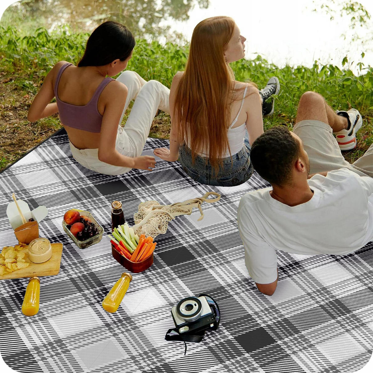 PICKNICKDECKE - Schwarz, Textil (200/200cm) - KRUMAD