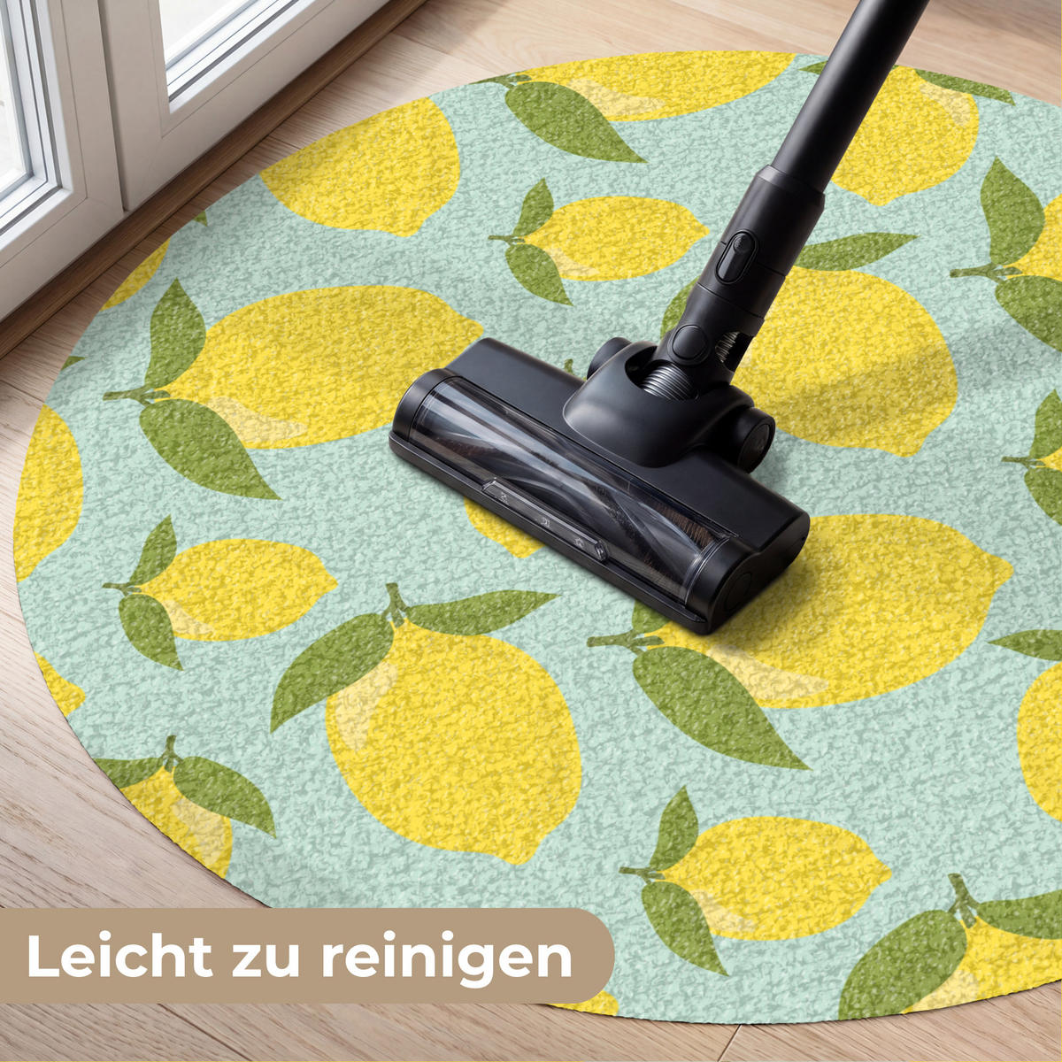 ROHOŽKA Citrony vzor - Žlutá - Modrá - Vzor - Ovoce 90x90 cm - žlutá, textil/umělá hmota (90/0.4cm) - MuchoWow