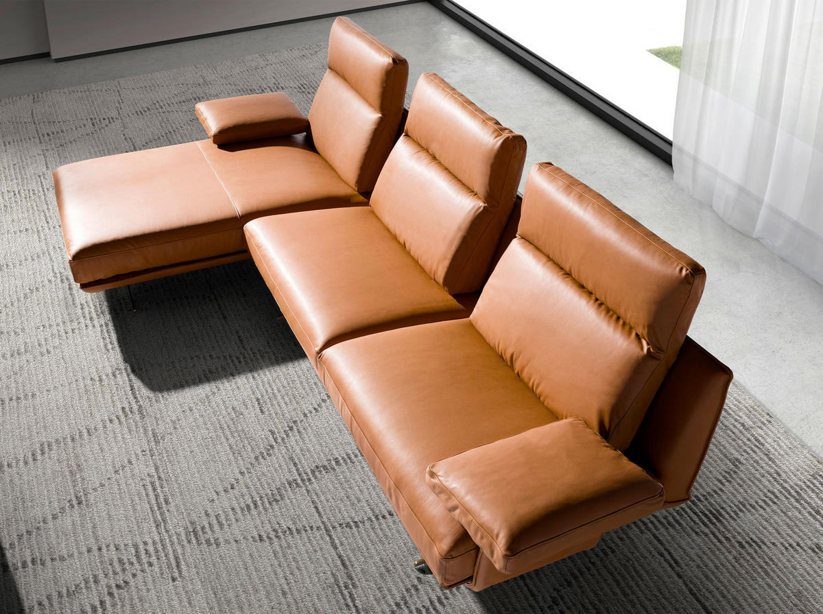 ECKSOFA Linkes Chaiselongue-Sofa aus braunem Terrakotta-Leder 333/169/102 cm - Terracotta, Leder (333/169cm) - ANGEL CERDA