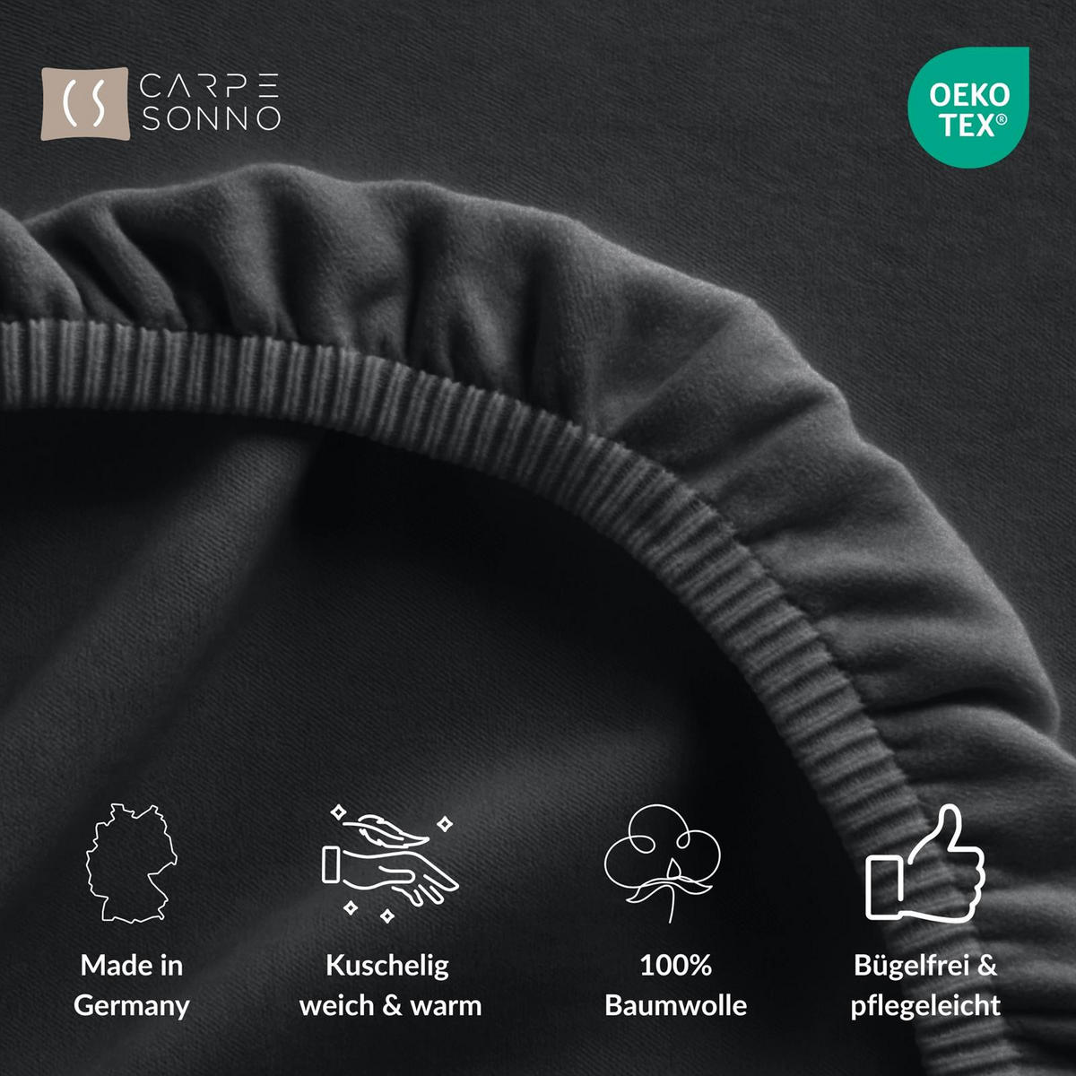 FLANELL-SPANNBETTLAKEN 140x200 Warme Winter Biber Bettlaken aus 100% Baumwolle, Spannbetttuch Laken Uni Anthrazit Grau - Made in Germany - Anthrazit, Textil (140/200cm) - Carpe Sonno