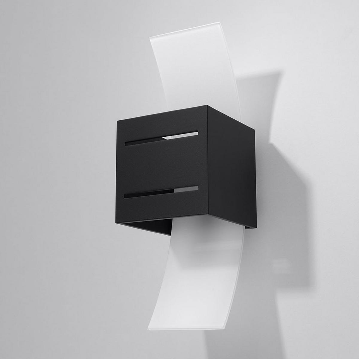 WANDLEUCHTE Aluminium Schwarz satiniert - Schwarz, Glas (10/30/12cm)