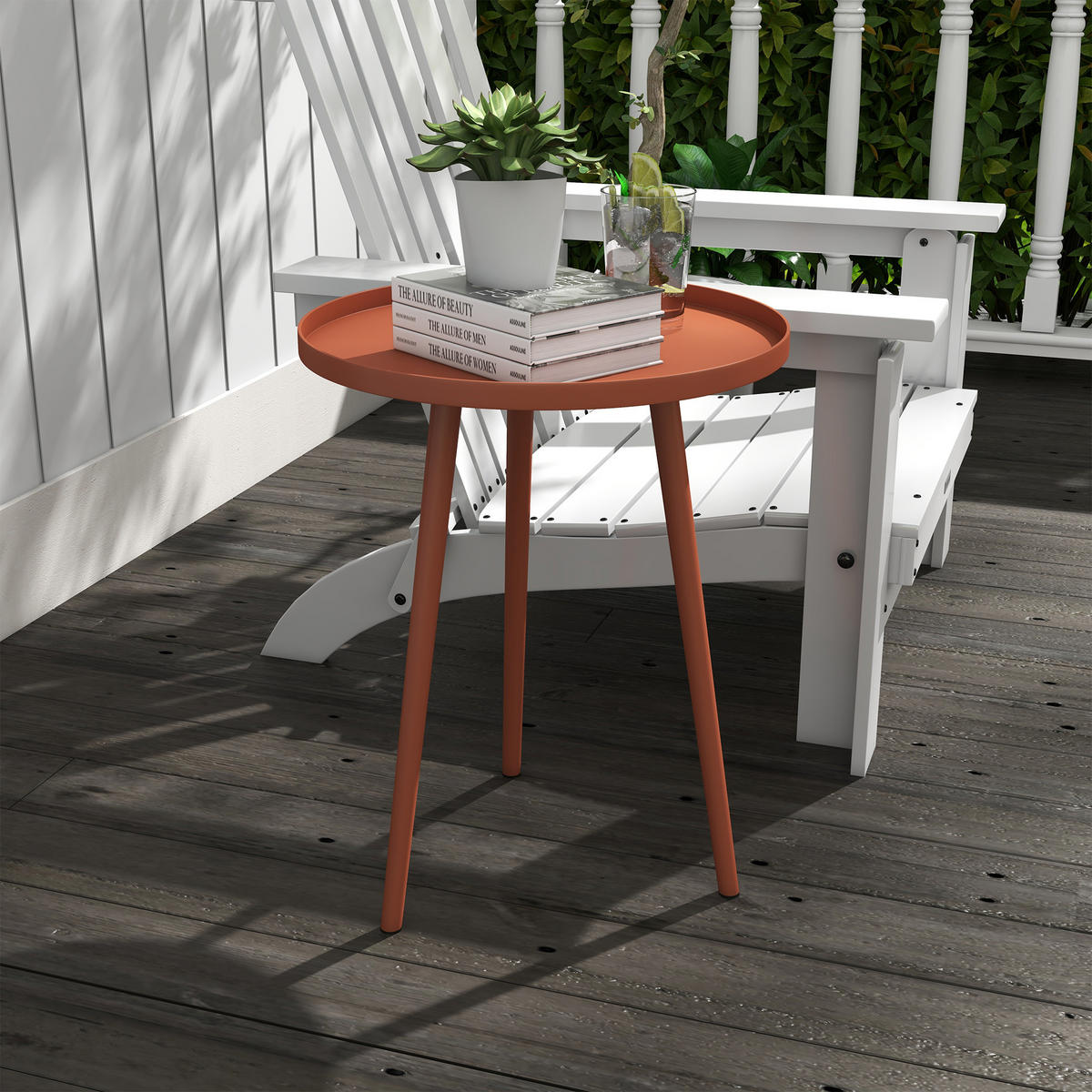 BEISTELLTISCH DE-07268 mit Rand aus Stahl Rot - Rot, Metall (40/40/50cm) - ComfortXL