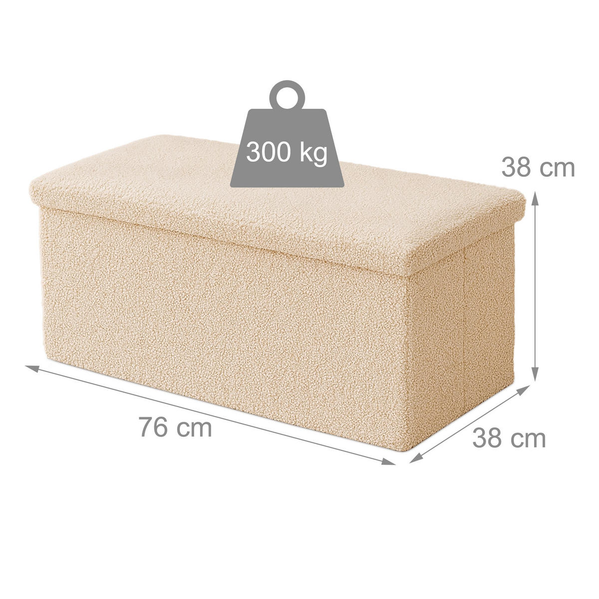 SITZBANK - Beige, Holzwerkstoff/Textil (38/76/38cm) - Relaxdays