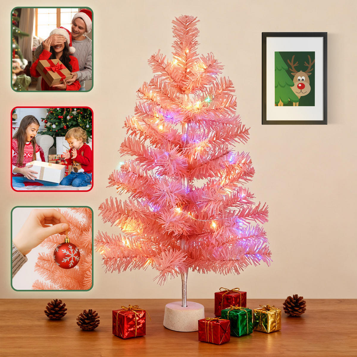 WEIHNACHTSBAUM Cara Ⅲ 30/30/60 cm - Pink, Kunststoff (60cm) - Nettlife