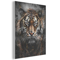 AKUSTIKBILD Tiger - Tiere - Porträt - Luxus - Schwarz Kunstdruck Schlafzimmer 50x70 cm - Braun, Kunststoff (50/70/0.9cm) - MuchoWow