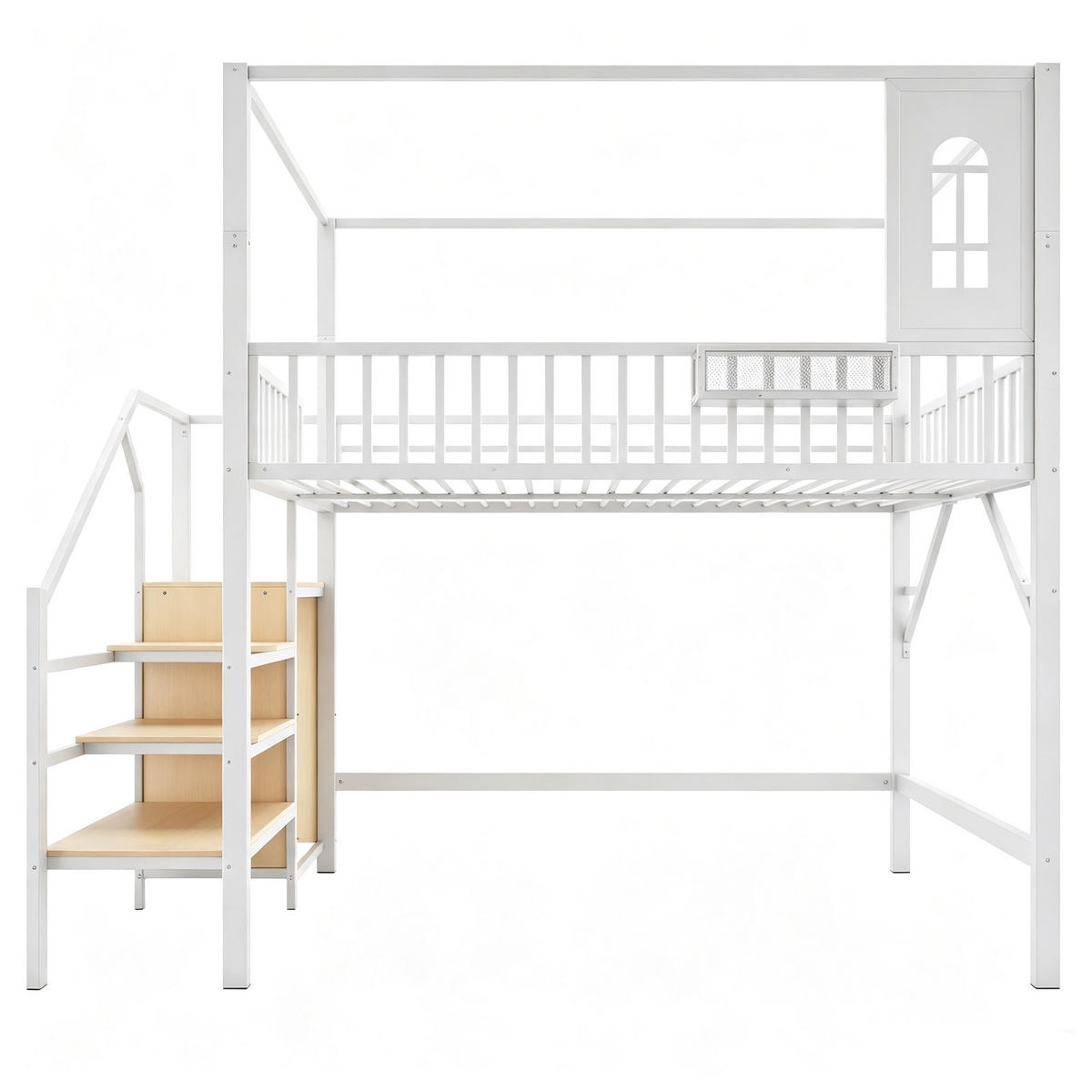 HOCHBETT 140/200 cm Metall mit Dachdesign, DE-41586, in Weiß - Weiß, Metall (140/200cm) - ComfortXL