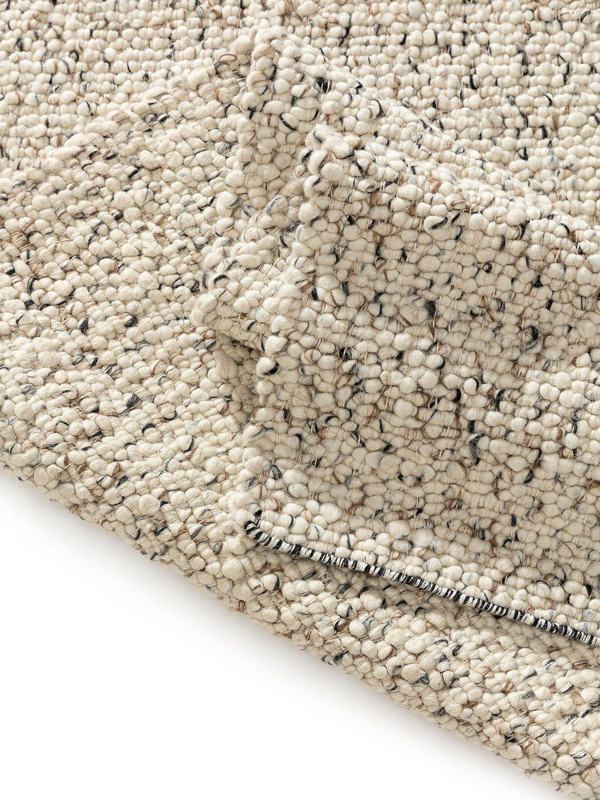 WOLLTEPPICH-LÄUFER Patch Weiß/Schwarz 80x250 cm - Weiß, Textil (80/250cm) - benuta Pure