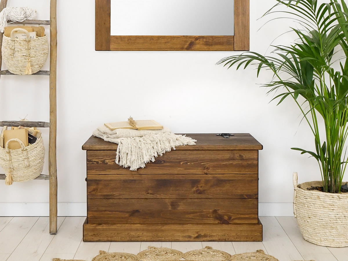 TRUHENBANK aus Massivholz Rustyk - Dunkelbraun/Schwarz, Holz (95/51/49cm) - Seart