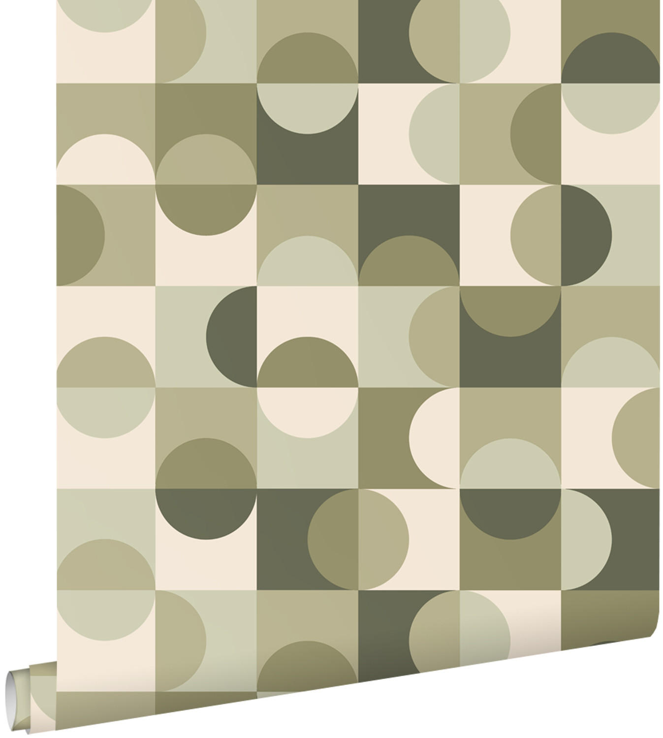 TAPETE Kreise im Bauhaus-Stil 50 x 900 cm - Grün, Papier (50/900cm) - ESTAhome