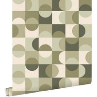 TAPETE Kreise im Bauhaus-Stil 50 x 900 cm - Grün, Papier (50/900cm) - ESTAhome