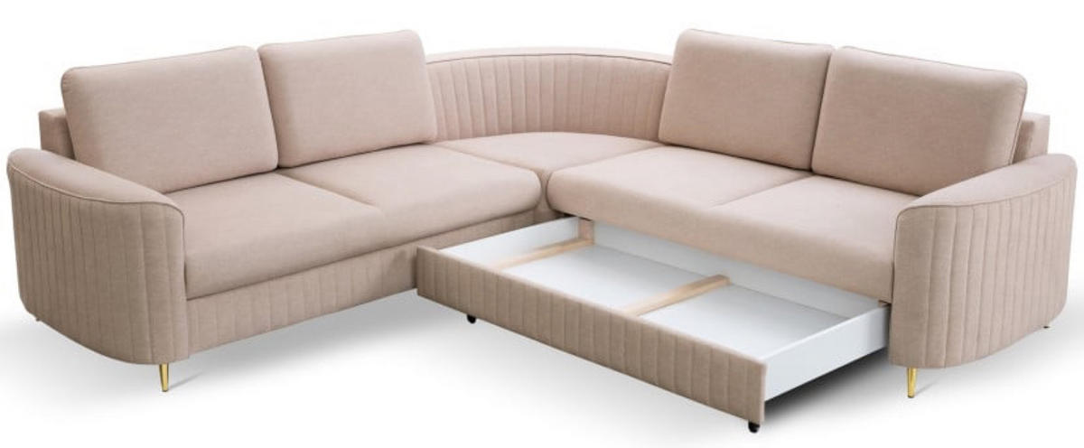 ECKSOFA Beige LOREN Mit Schlaffunktion Und Bettkasten - Beige, Textil (251/251cm) - Sepro Meble