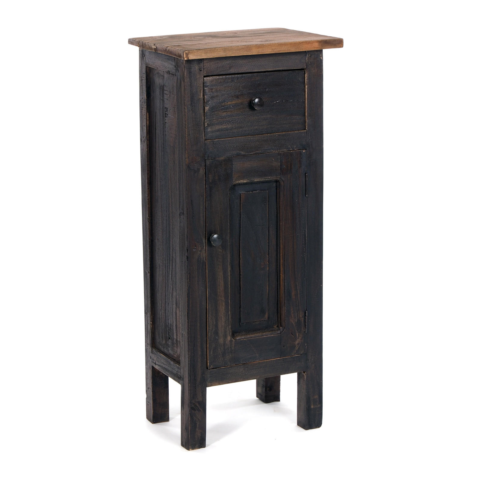 FLURSCHRANK PLANT 80 Mahagoni Recyclingholz, Used Look 04 schwarz-natur - Graubraun, Holz (35/80/25cm) - DESIGN DELIGHTS