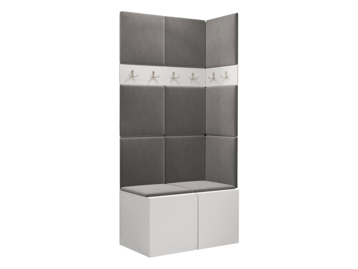 GARDEROBEN-SET Orion I - Weiß/Grau, Holzwerkstoff/Kunststoff (84/186/46cm) - MIRJAN24