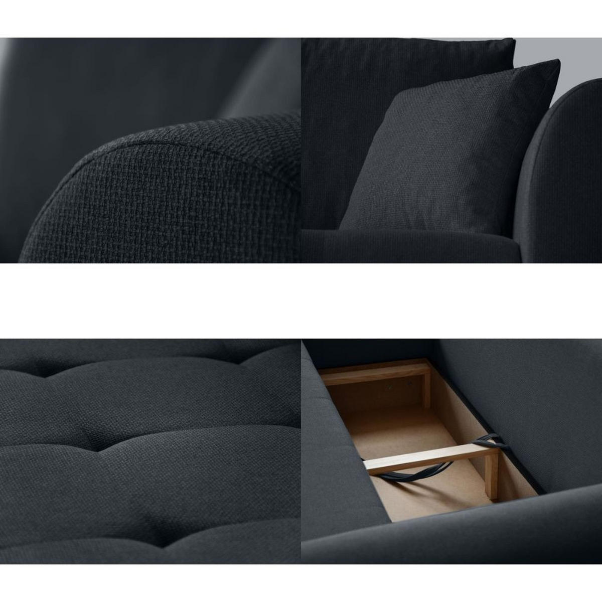 ECKSCHLAFSOFA Diana mt Bettkasten schwarz links - Schwarz, Textil (255/175cm) - Beautysofa