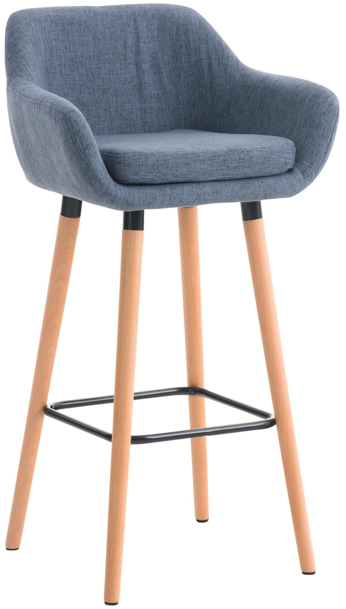 BARHOCKER mit Lehne Blau VILO Stoffbezug 99x55x46 cm - Blau, Holz/Textil (55/99/46cm) - DELUKE