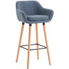 BARHOCKER Stoff blau - Blau/Eukalyptusholzfarben, Holz/Textil (55/99/46cm) - CLP