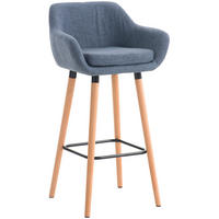 BARHOCKER Stoff blau - Blau/Eukalyptusholzfarben, Holz/Textil (55/99/46cm) - CLP