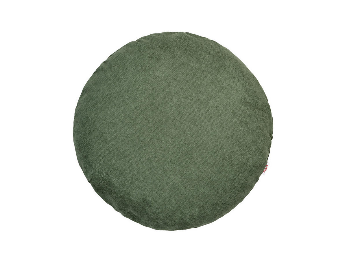 KISSENHÜLLE Rund FarbTon Chenille-Haptik oliven-grün 50 cm Ø - Dunkelgrün, Textil (50/50cm) - beties Heimtextil
