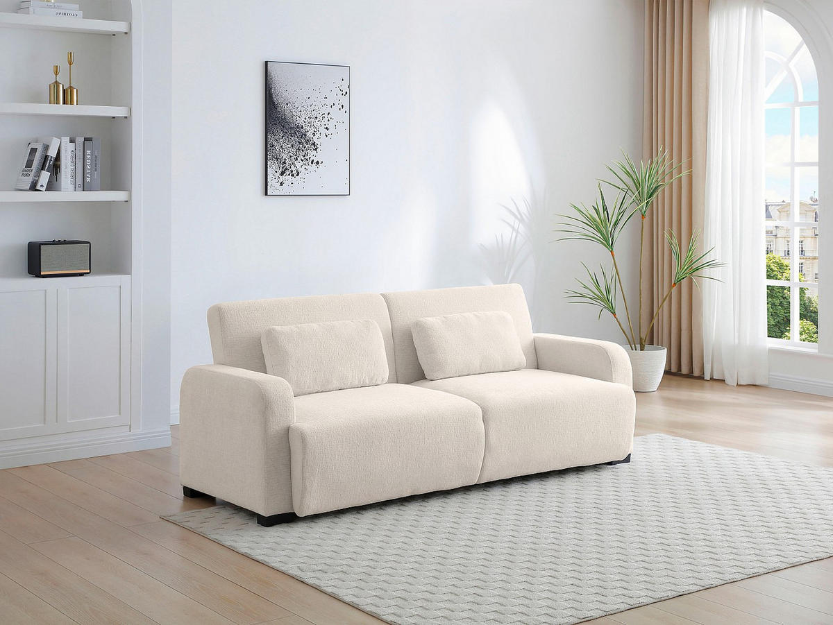 SCHLAFSOFA - 3 Personen - Stoff - Beige - - Beige, Textil (213/85/93cm) - Vente-Unique