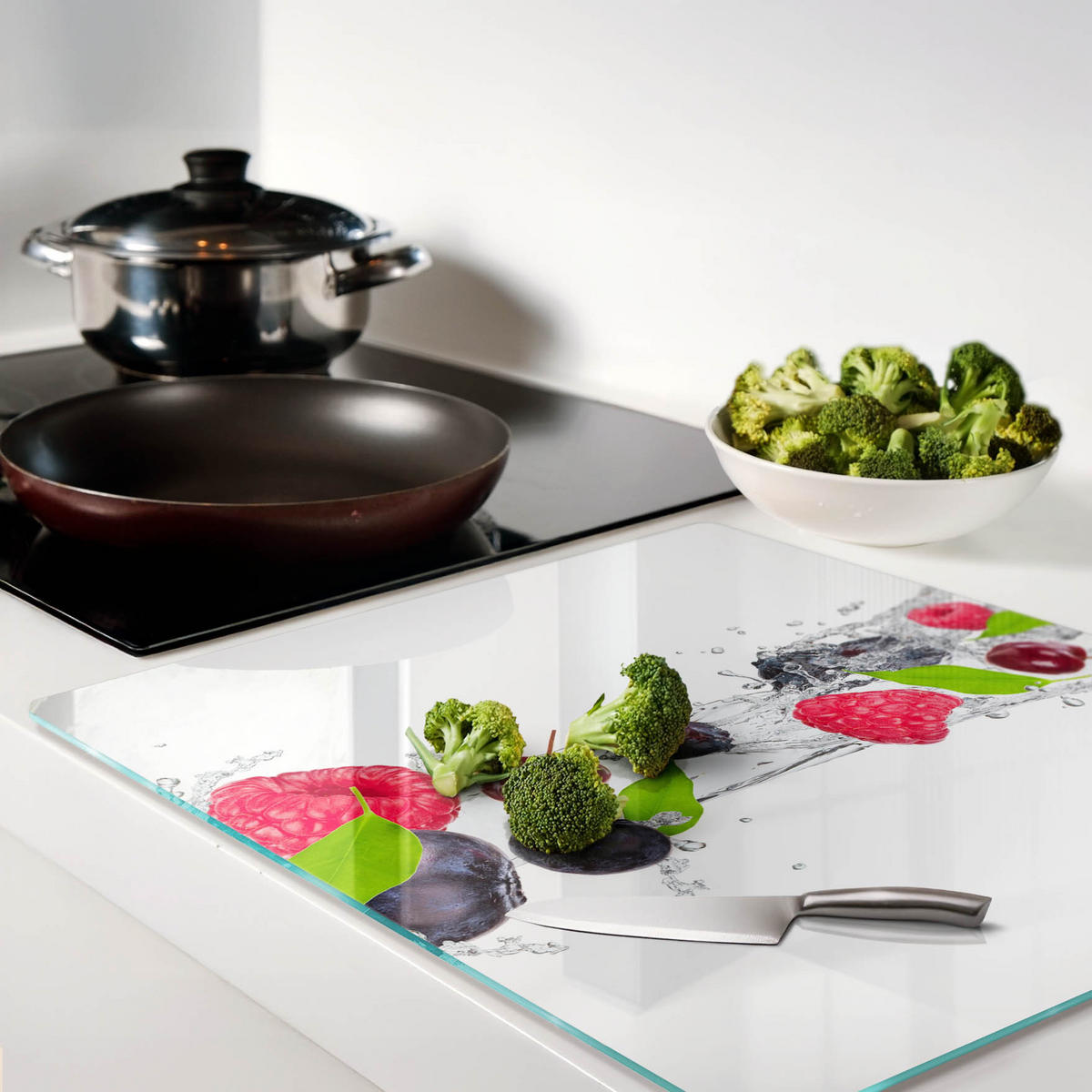 GLASPLATTE 60x52 cm Obst und Wasser - Multicolor, Glas (60/0.4/52cm) - TULUP