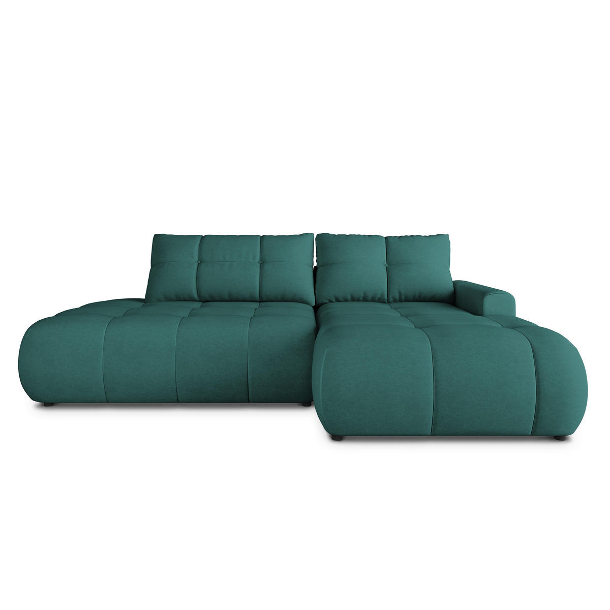 ECKSOFA FLUMA CL R-S Blau Samtstoff mit Schlaffunktion - Blau, Holzwerkstoff/Textil (279/158cm) - MASSENO