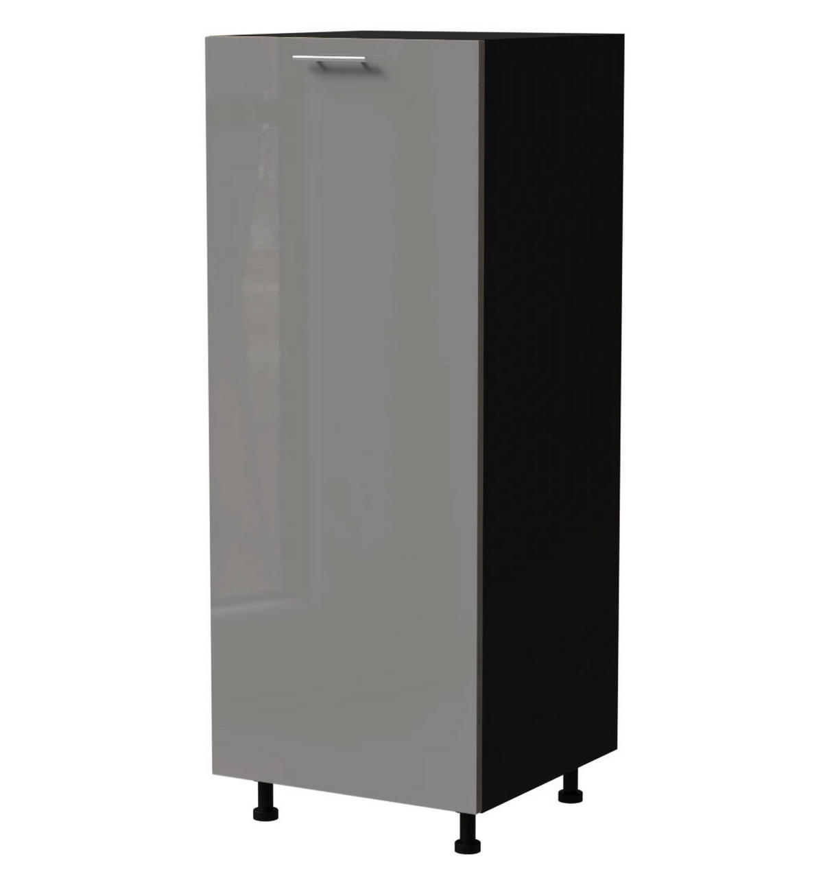 VORRATSSCHRANK Essen Grau Hochglanz / Schwarz Matt 60 / 59 / 154cm - Schwarz/Grau, Holz/Holzwerkstoff (60/154/59cm) - Feldmann-Wohnen