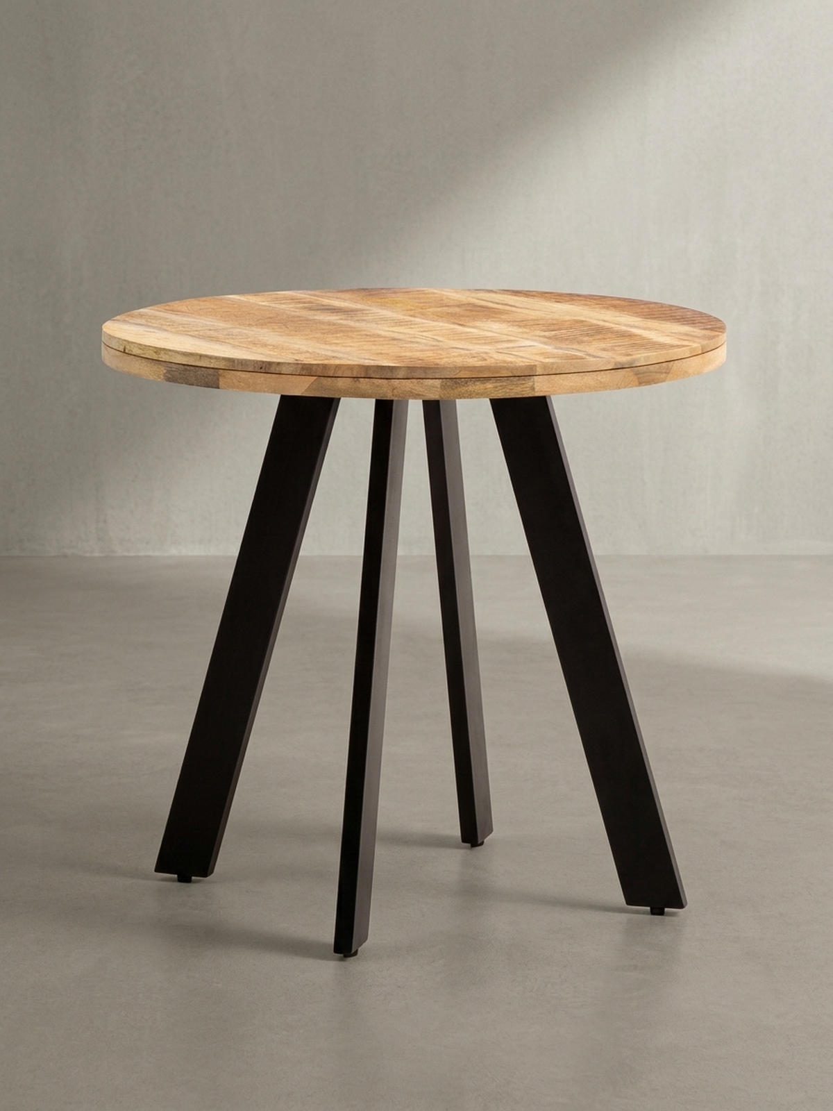 ESSZIMMERTISCH – Rund Mango Massivholz 80x80x75 cm Metallbeine Modern - Schwarz/Braun, Holz/Metall (80/80/75cm) - KADIMA DESIGN