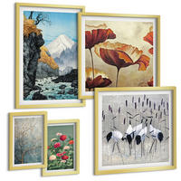 BILDER SET 5er Set - 50x50 cm & 20x30 cm & 40x60 cm Goldrahmen - Tropische Pflanzen, Pflanzenliebhaberin - Goldfarben, Kunststoff (40/60cm) - TULUP