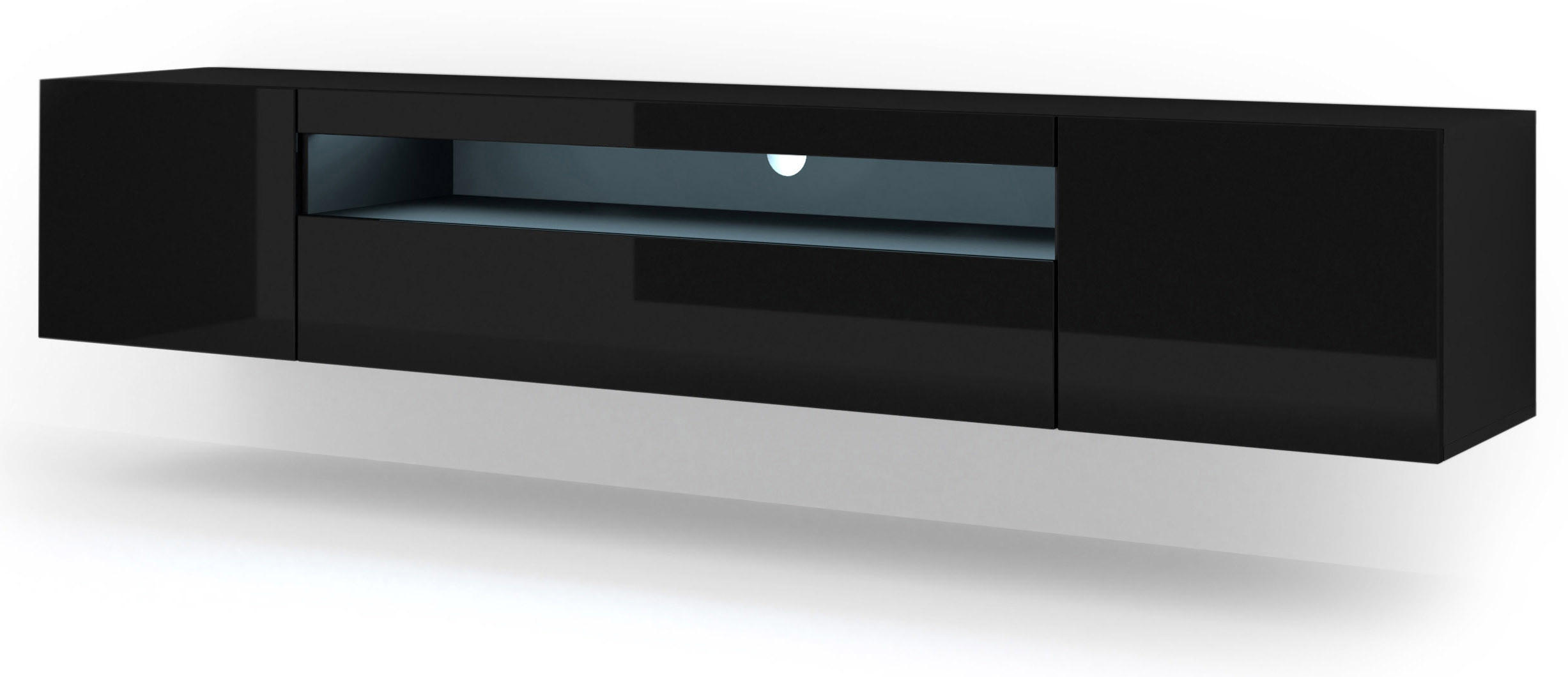 Raumhirsch Furniture TV Schwarz Hochglanz 200x42x37 cm