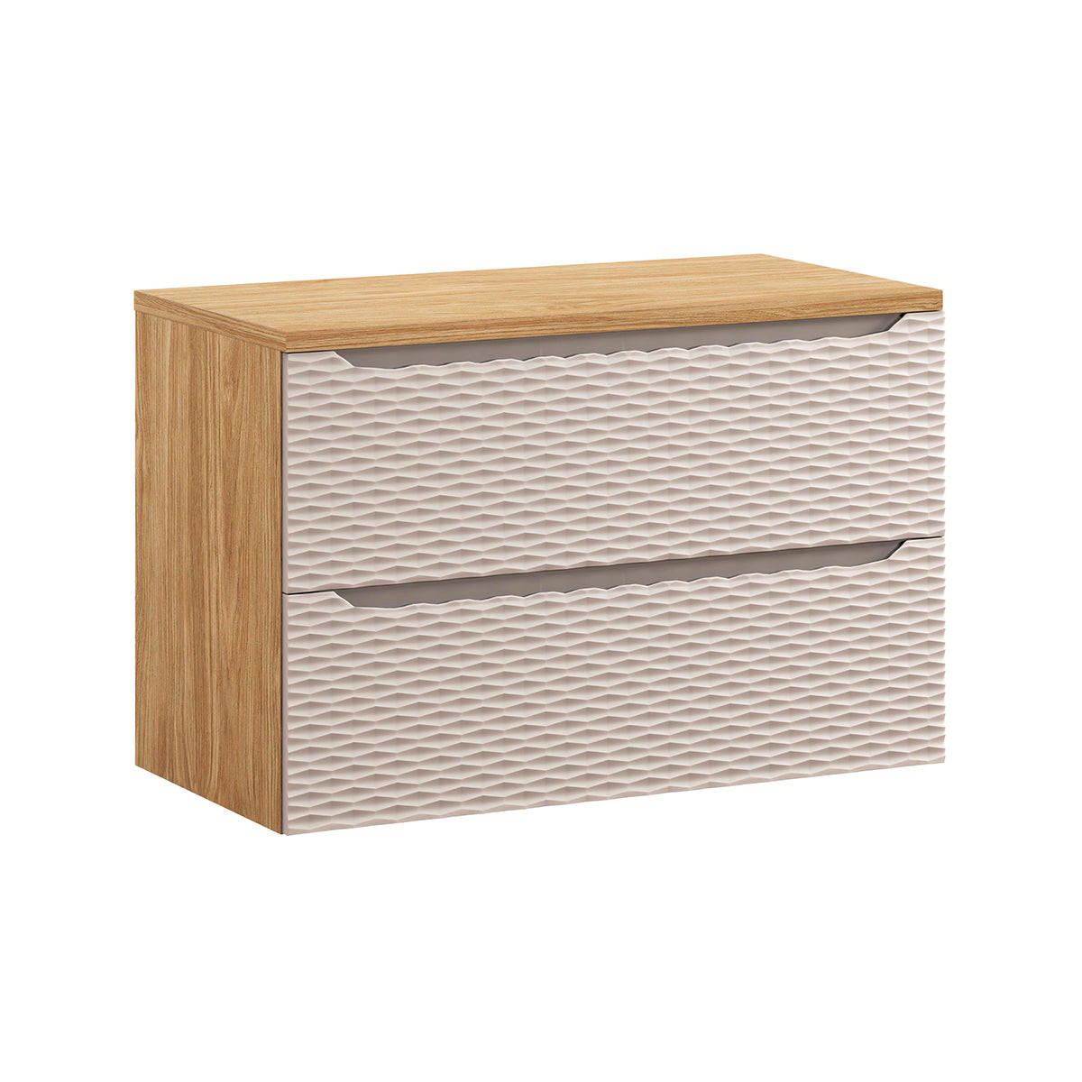 WASCHTISCHUNTERSCHRANK 90cm Elora Beige und Holz - Braun, Holzwerkstoff (90/59/46cm) - Petits-meubles