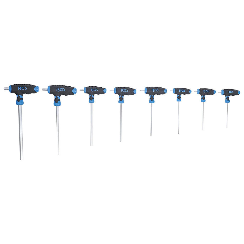 T-GRIFF-SCHLÜSSEL-SATZ, Innensechskant, 8-teilig, 2-10 mm - Multicolor, Kunststoff (280/160/160cm) - BGS technic