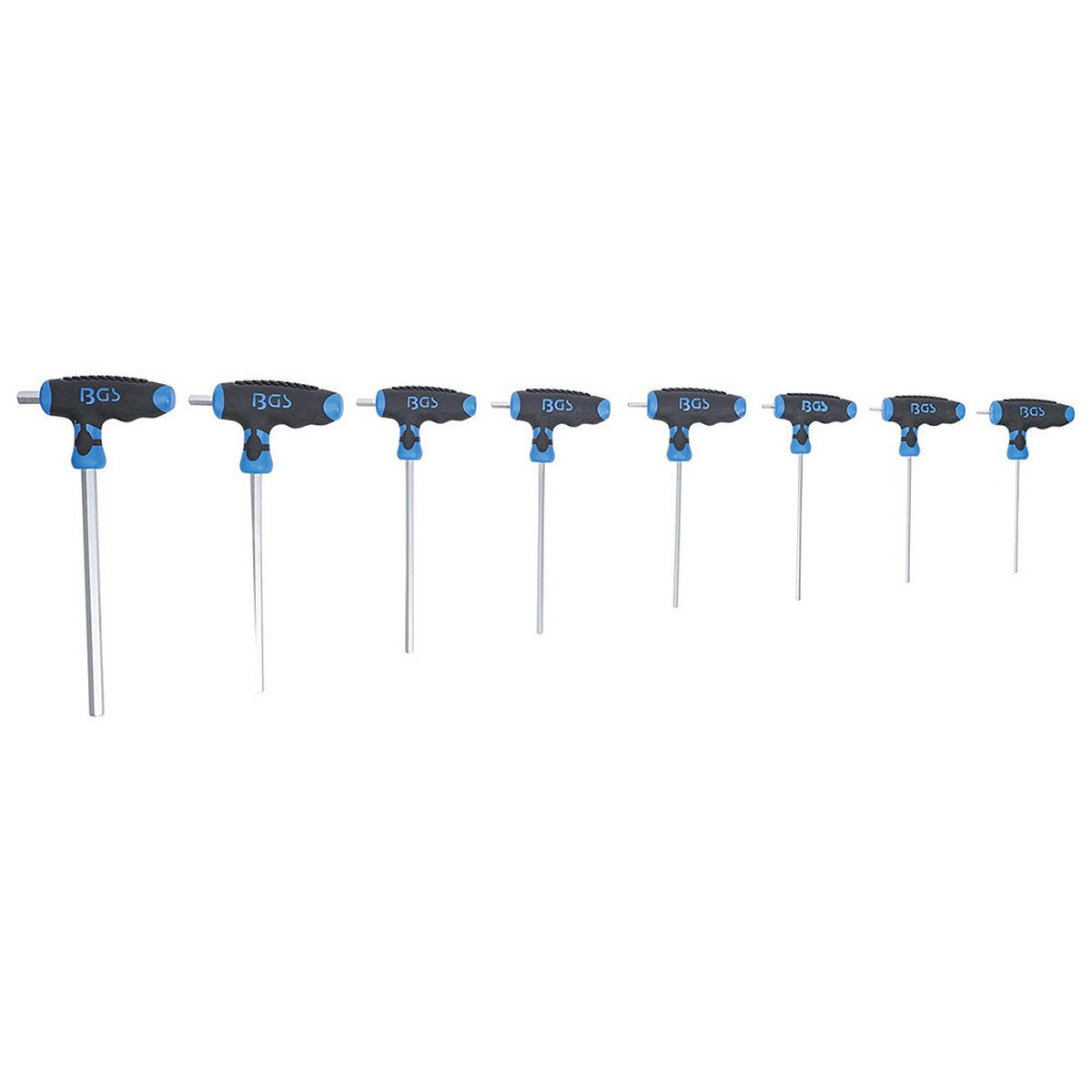 T-GRIFF-SCHLÜSSEL-SATZ, Innensechskant, 8-teilig, 2-10 mm - Multicolor, Kunststoff (280/160/160cm) - BGS technic