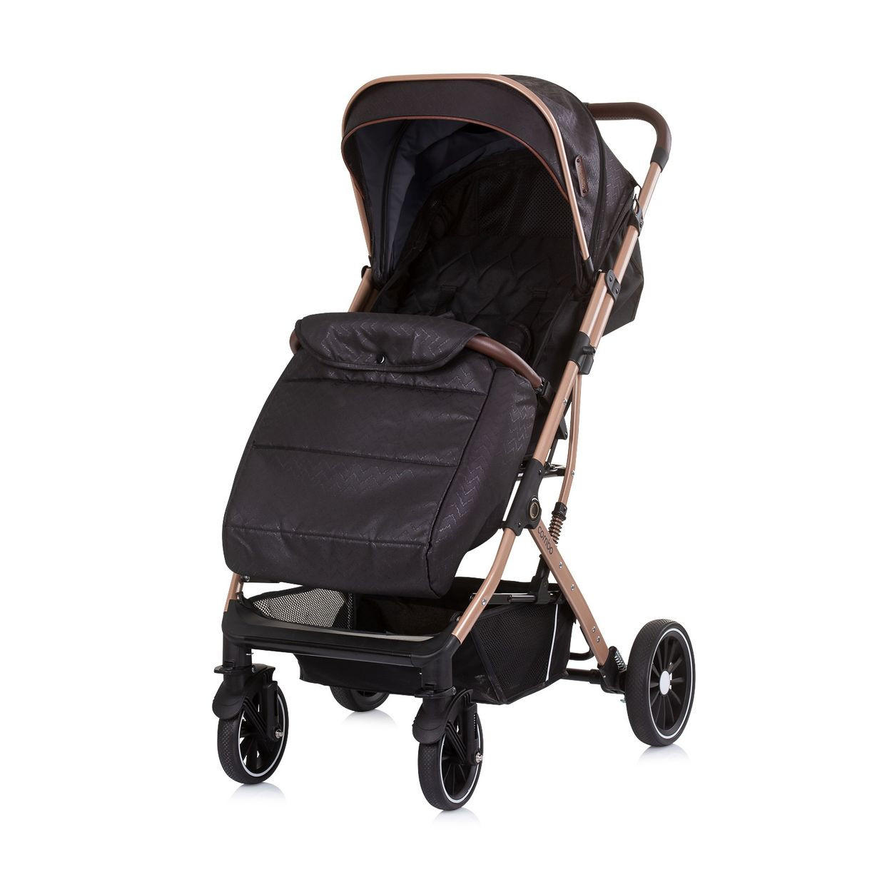 BUGGY Combo 22 kg schwarz gold Fußabdeckung Moskitonetz Räder gefedert - Schwarz, Metall (75/60/103cm) - Chipolino