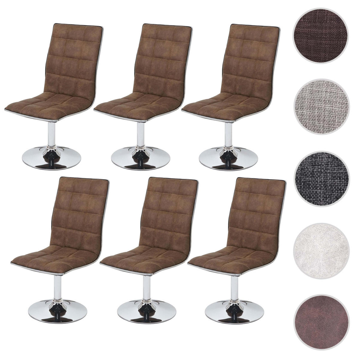 ESSZIMMERSTUHL Braun 6er-Set - Braun, Textil (43/103/54cm) - MCW