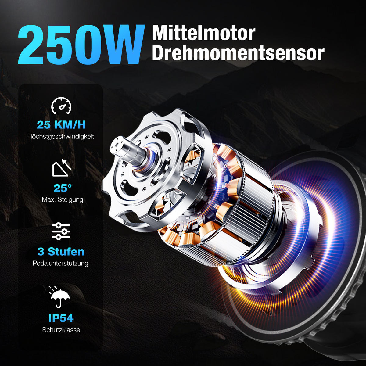 E-BIKE BK33 ,Mittelmotor ,App-Steuerung ,Reichweite bis zu 120 km - Grau, Metall (84cm) - HITWAY