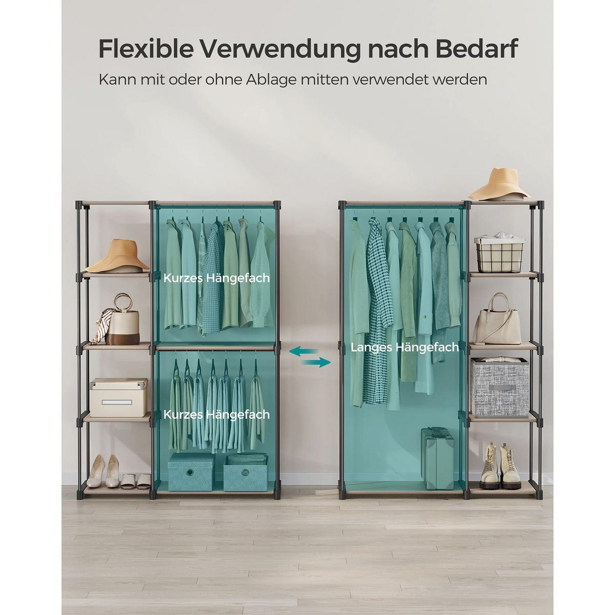 KLEIDERSCHRANK BRAZZAVILLE - Taupe, Kunststoff (124/182/43cm) - Hansiro