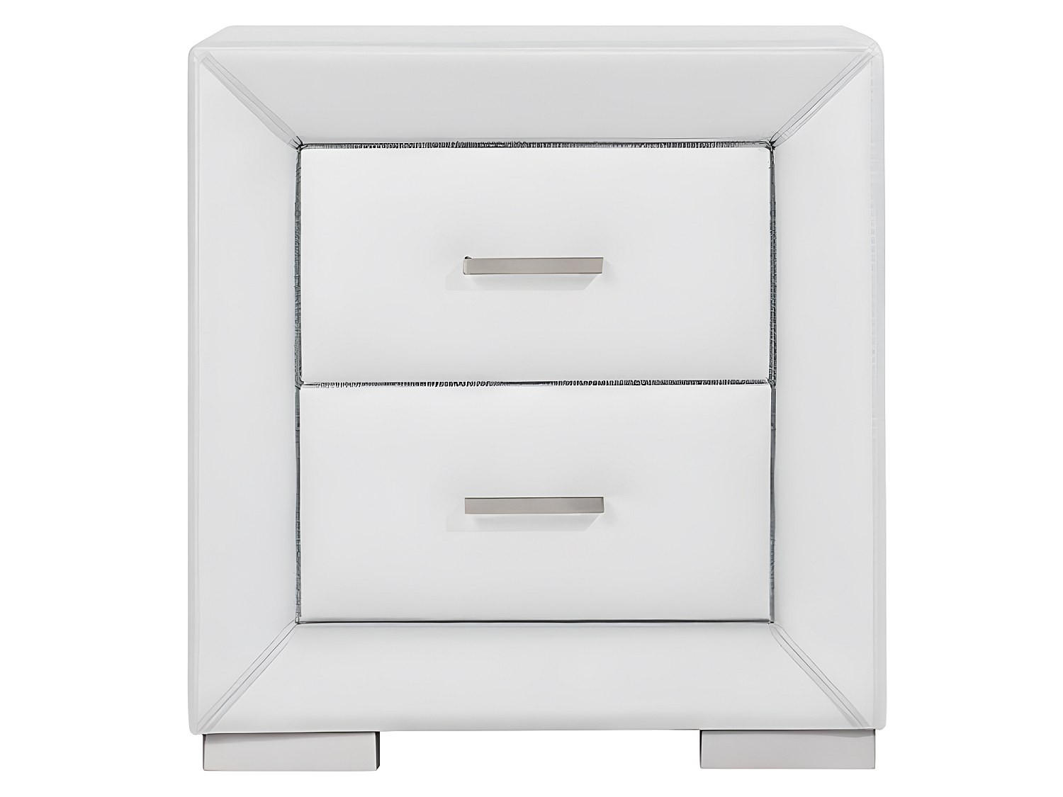 NACHTTISCH - 51.5 cm x 43 cm - Kunstleder - Weiß CAPITOLE - Weiß, Leder (51.5/54.5/43cm) - Vente-Unique