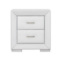 NACHTTISCH - 51.5 cm x 43 cm - Kunstleder - Weiß - CAPITOLE - Weiß, Leder (51.5/54.5/43cm) - Vente-Unique