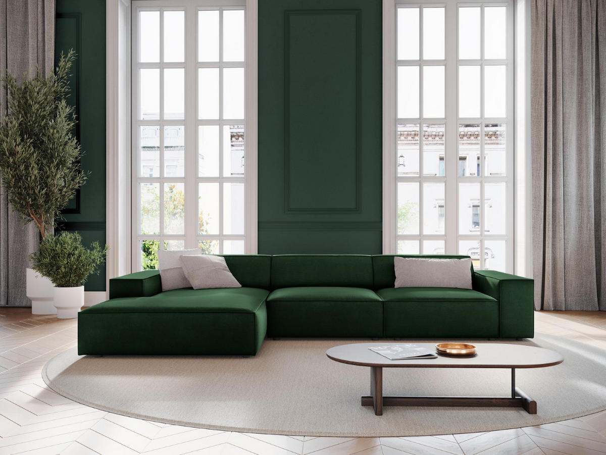 ECKSOFA links Jodie aus Samt flaschengrün 4 Sitzplätze - Dunkelgrün, Textil (166/284cm) - Micadoni