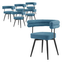 OTOČNÉ jídelní židle, sada 6 ks, modrá, látka Teddy - modrá/černá, kov/textil (63/75/55cm) - ML-DESIGN