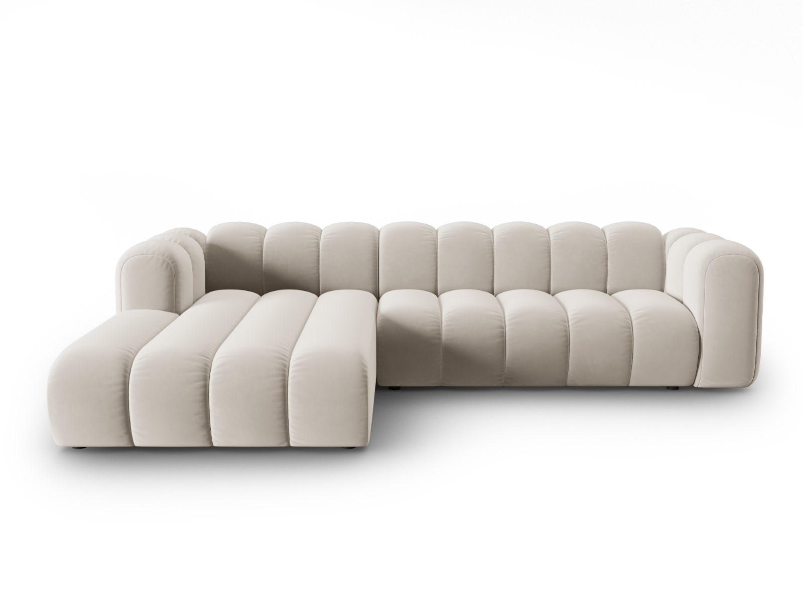ECKSOFA modular links Lupine aus Samt beige 4 Sitzplätze - Beige, Textil (177/290cm) - Micadoni