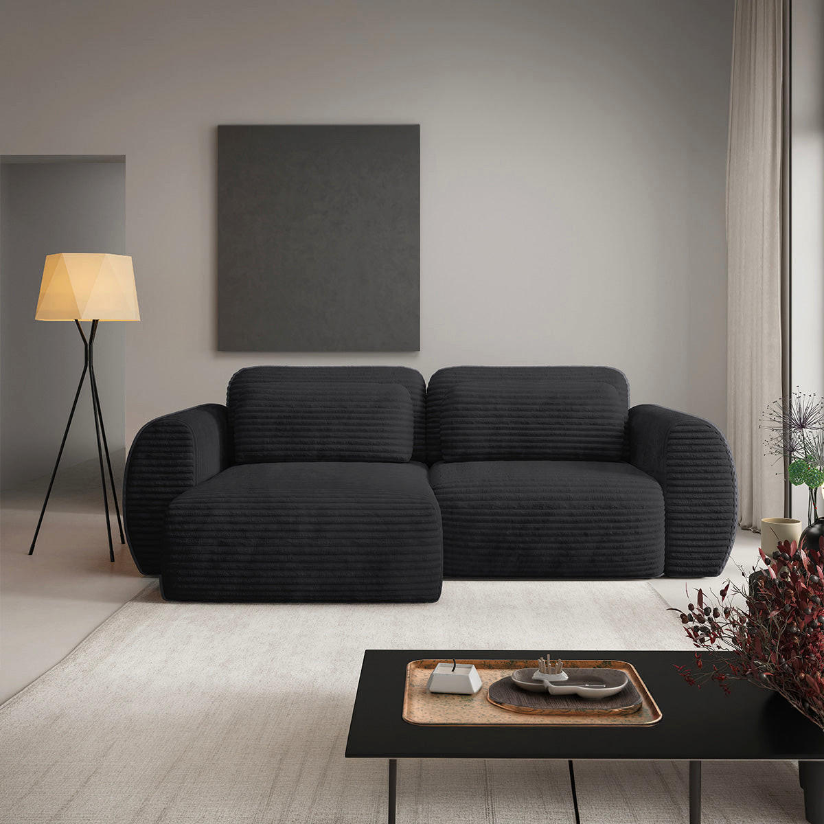 ECKSOFA Camilla 3 Sitzplätze Schwarz - Schwarz, Holz (270/165cm) - Petits-meubles
